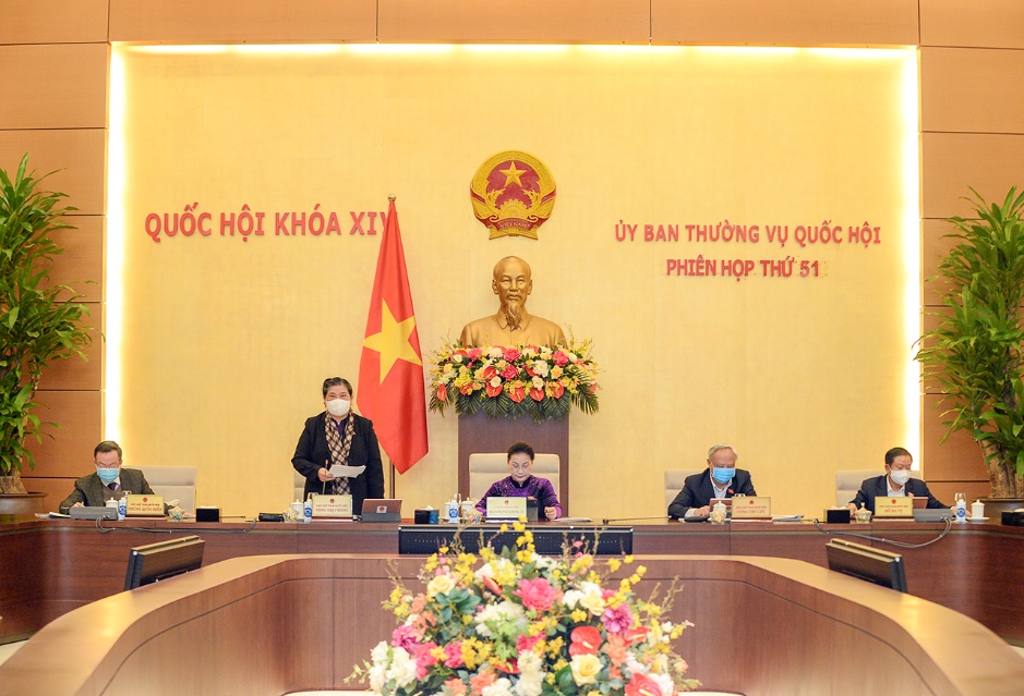 Phó Chủ tịch Thường trực Quốc hội Tòng Thị Phóng phát biểu kết luận tại Phiên thảo luận.